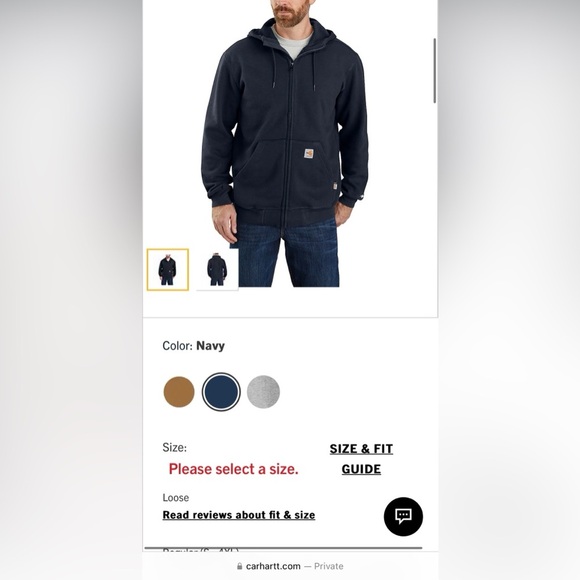 Carhartt Navy Blue Hoodie Men’s Size XL - Picture 1 of 9